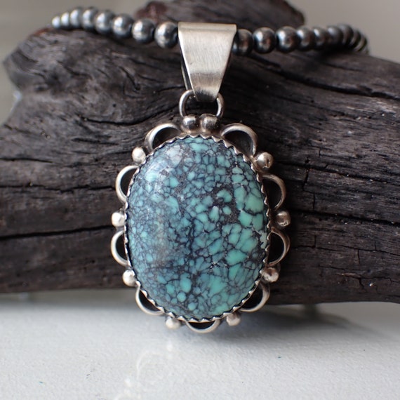 Navajo Variscite Statement Pendant By Artist Fred… - image 2