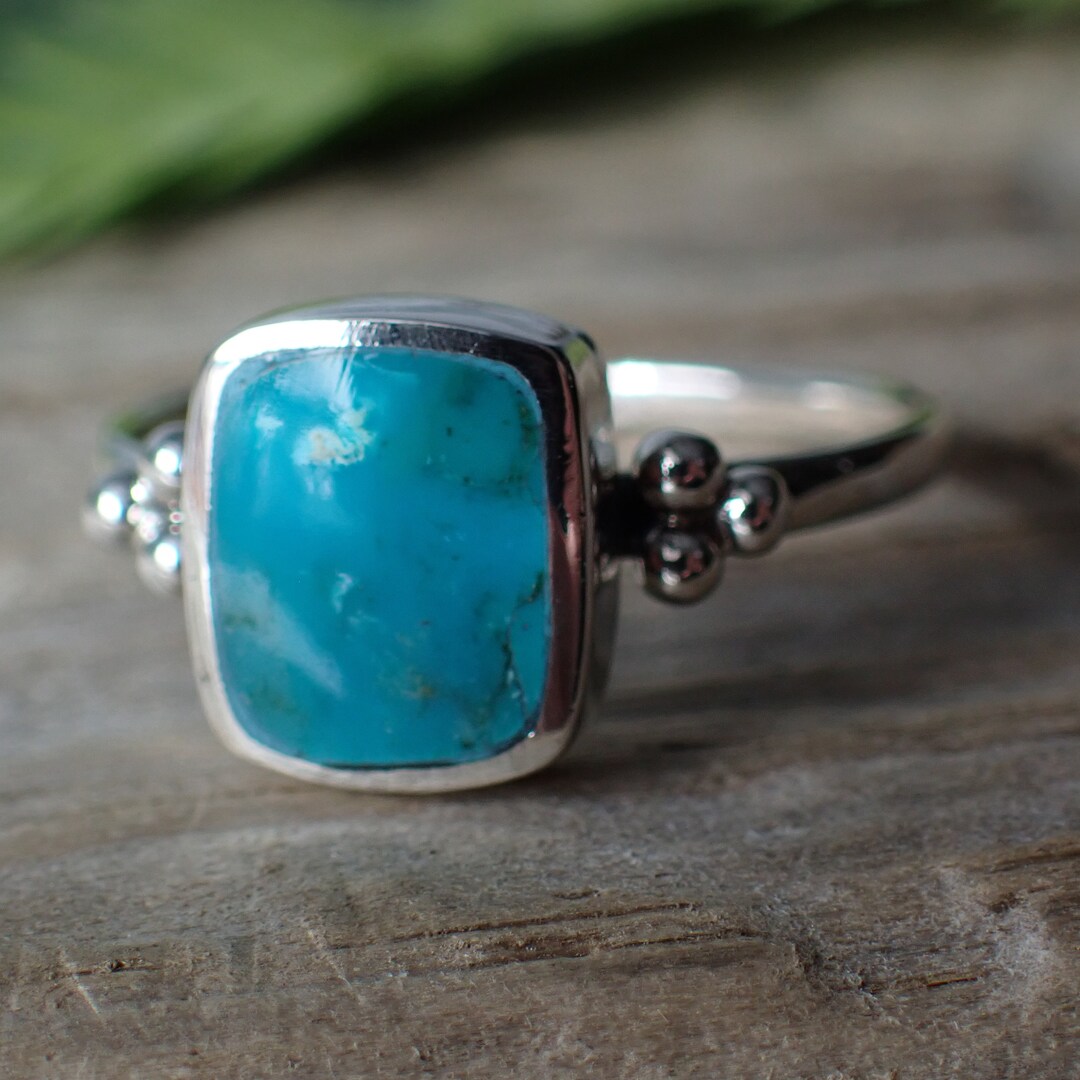 Turquoise Sterling Silver Stone Ring - Etsy