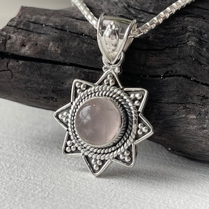 Rose Quartz Gemstone Sterling Silver Pendant