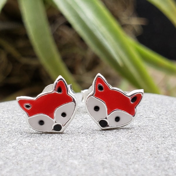 Nickel and Lead Free Sterling Silver Fox Studs // Fall Earrings // Nickel Free Earrings // Hypoallergenic // Woodland // Post Earrings