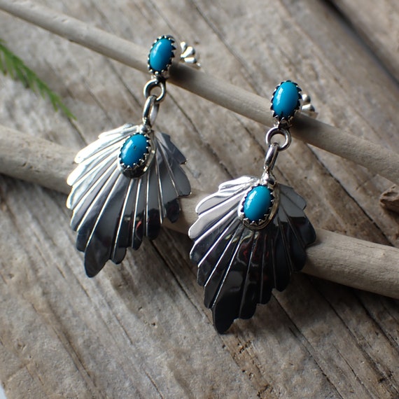 Turquoise Sterling Silver Studs by Native America… - image 1