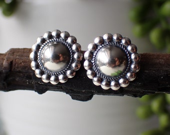 Sterling Silver Dome Stud Post Earrings by Native American Artist