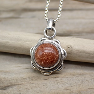 Sterling Silver Goldstone Flower Charm
