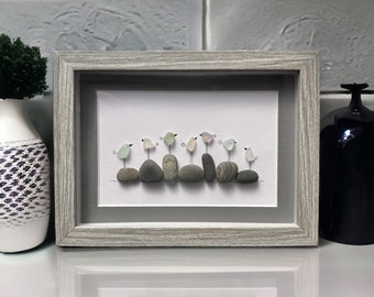 Sea Glass Seven Birds Family Picture Pebble Art