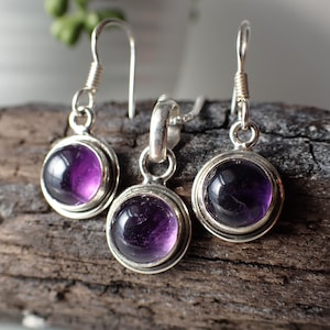Amethyst Sterling Silver Necklace & Earring Set