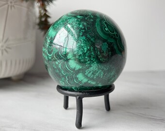 70 mm Malachite Sphere on Metal Stand