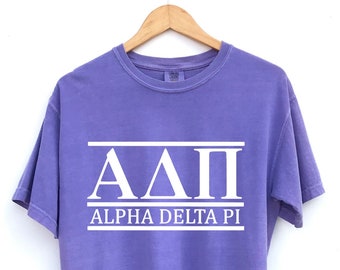 Alpha Delta Pi // Greek Letters Sorority Shirt // Comfort Colors // More Colors Available!
