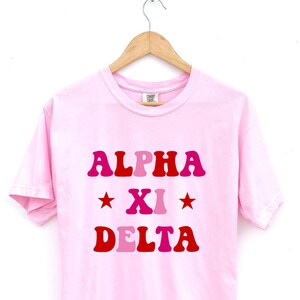 Alpha Xi Delta // Pink Red Stars Sorority Shirt // Comfort Colors // Sorority Gift
