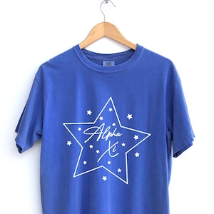 Alpha Xi Delta Sorority Shirt, Script Star Design, Comfort Colors