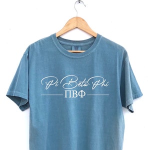 Pi Beta Phi // Pi Phi // Greek Letters and Script Sorority Shirt // Comfort Colors // More Colors Available!