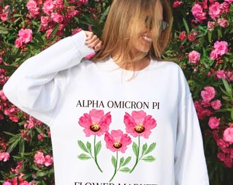 Alpha Omicron Pi Flower Market Sweatshirt - AOII Sorority Gift