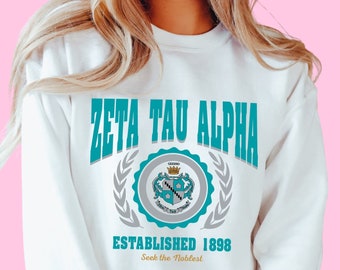 Zeta Tau Alpha Crest Sweatshirt, Sorority Crewneck, Greek Life Sweatshirt, College Sorority Apparel, Vintage Crest, ZTA Gift