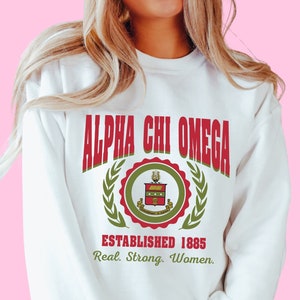 Alpha Chi Omega // Colorful Crest Sorority Crewneck Sweatshirt // Sorority Sweatshirt // Sorority Gift
