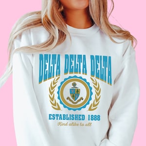Delta Delta Delta // Tri Delta // Colorful Crest Sorority Crewneck Sweatshirt // Sorority Sweatshirt // Sorority Gift