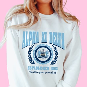 Alpha Xi Delta // AXiD // Colorful Crest Sorority Crewneck Sweatshirt // Sorority Sweatshirt // Sorority Gift