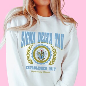 Sigma Delta Tau // Colorful Crest Sorority Crewneck Sweatshirt // Sorority Sweatshirt // Sorority Gift