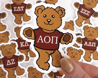 Teddy Bear Sorority Sticker, Greek Licensed Product
