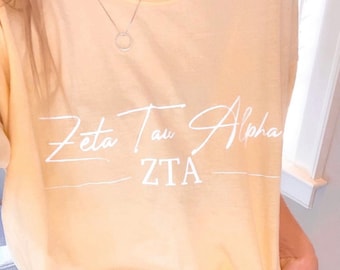 Zeta Tau Alpha Sorority Shirt, Greek Letter Tee, Comfort Colors