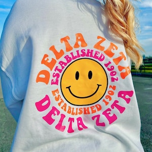 Warm and Smiles Sorority Crewneck Sweatshirt // Sorority Sweatshirt // Sorority Gift