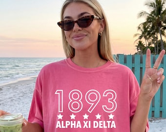 Alpha Xi Delta // Established Year Outlined Sorority Shirt // Comfort Colors // More Colors Available!
