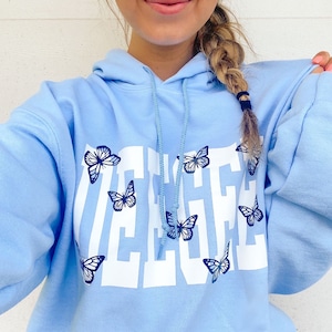 The Keely Butterfly Sorority Sweatshirt // Light Blue Hooded Sweatshirt //  Sorority Hooded Sweatshirt