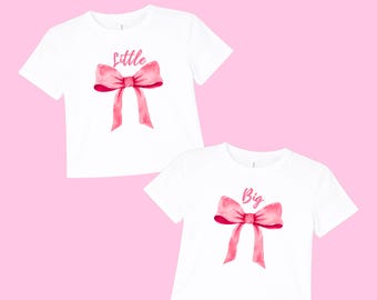 Magliette Pink Bow Big Little Reveal // Magliette Croquette Style Sorority Reveal // Canotte Big Little e magliette per neonati