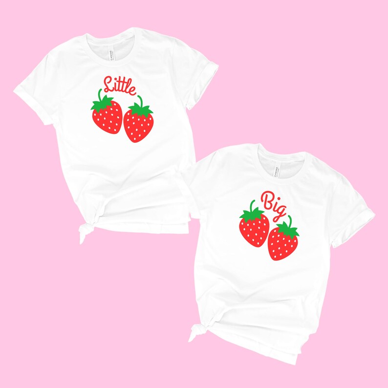 Strawberry big little sorority tees with matching little big strawberry design