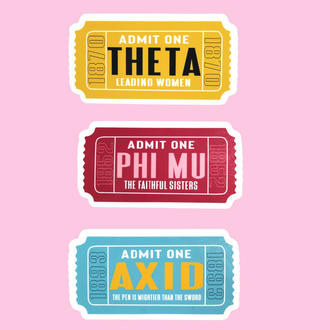 Admit One Ticket Sorority Sticker // Greek Sticker // Sorority Gift ...