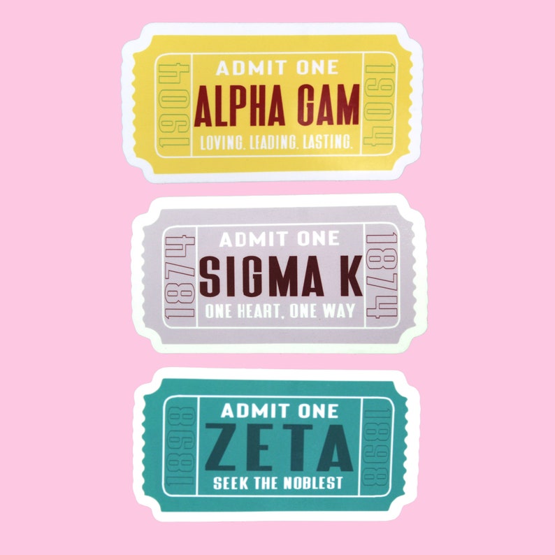 Admit One Ticket Sorority Sticker // Greek Sticker // Sorority Gift ...