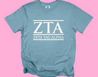 ZTA Greek Letters Shirt // Zeta Tau Alpha // Sorority Tees // Comfort Colors // Sorority Gifts