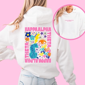 Felpa con cappuccio della confraternita Kappa Alpha Theta - Felpa con cappuccio Alex, Abbigliamento Greek Life, Grande piccolo regalo di rivelazione