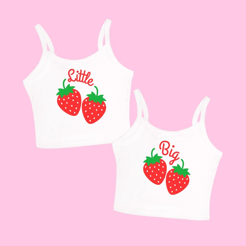 Strawberry big little sorority tanks with matching little big strawberry design