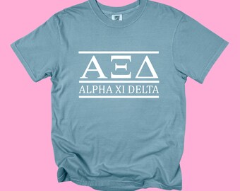 AXID Greek Letters Shirt // Alpha Xi Delta // Sorority Shirts // Comfort Colors // Sorority Gifts