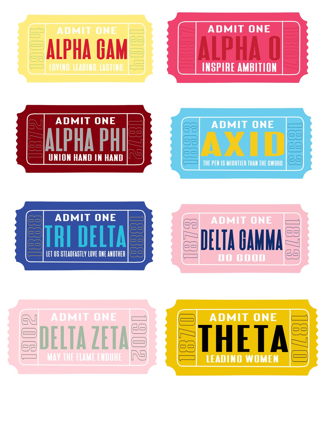 Admit One Ticket Sorority Sticker // Greek Sticker // Sorority - Etsy