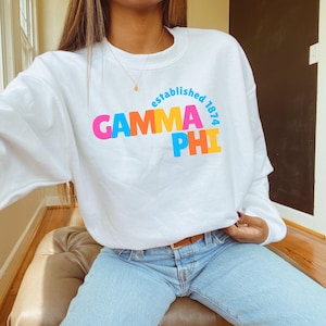 Gamma Phi Beta Sweatshirt – Colorful Letters Crewneck, Sorority Sweatshirt