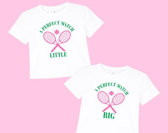 Perfect Match Big Little Shirts // Tennis Theme Big Little Reveal Tees // Matching Sorority Family Shirts