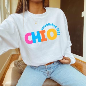 Chi Omega Sweatshirt – Colorful Letters Crewneck, Sorority Sweatshirt
