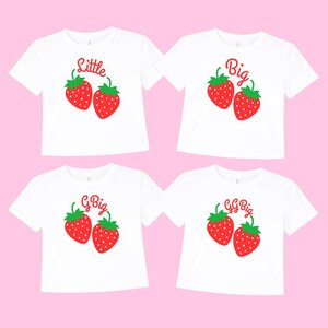 Strawberry big little sorority tees with matching little big gbig ggbig strawberry design
