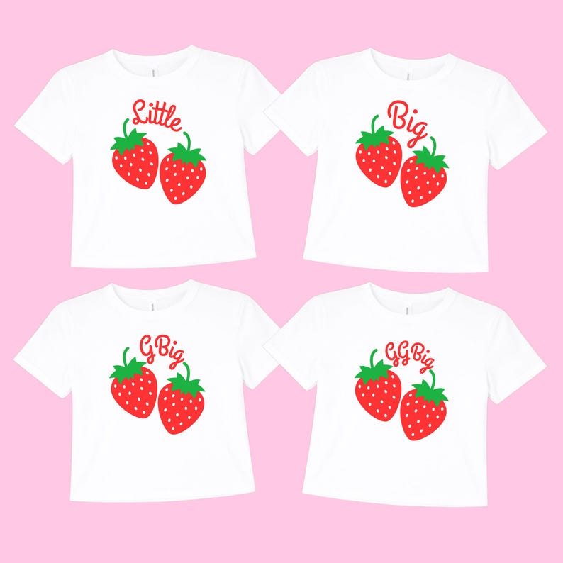 Strawberry big little sorority tees with matching little big gbig ggbig strawberry design