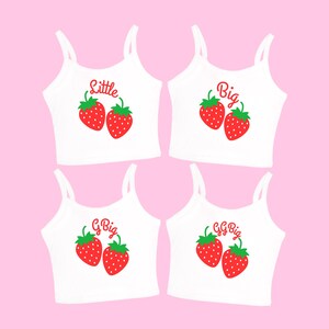 Strawberry big little sorority tanks with matching little big gbig ggbig strawberry design