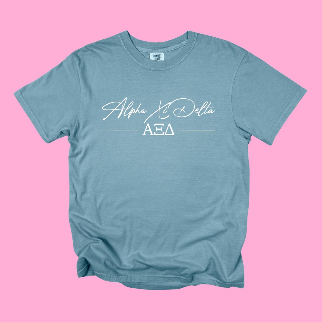 Alpha Xi Delta Shirt // Axid Greek Letters and Script Tee // Sorority ...
