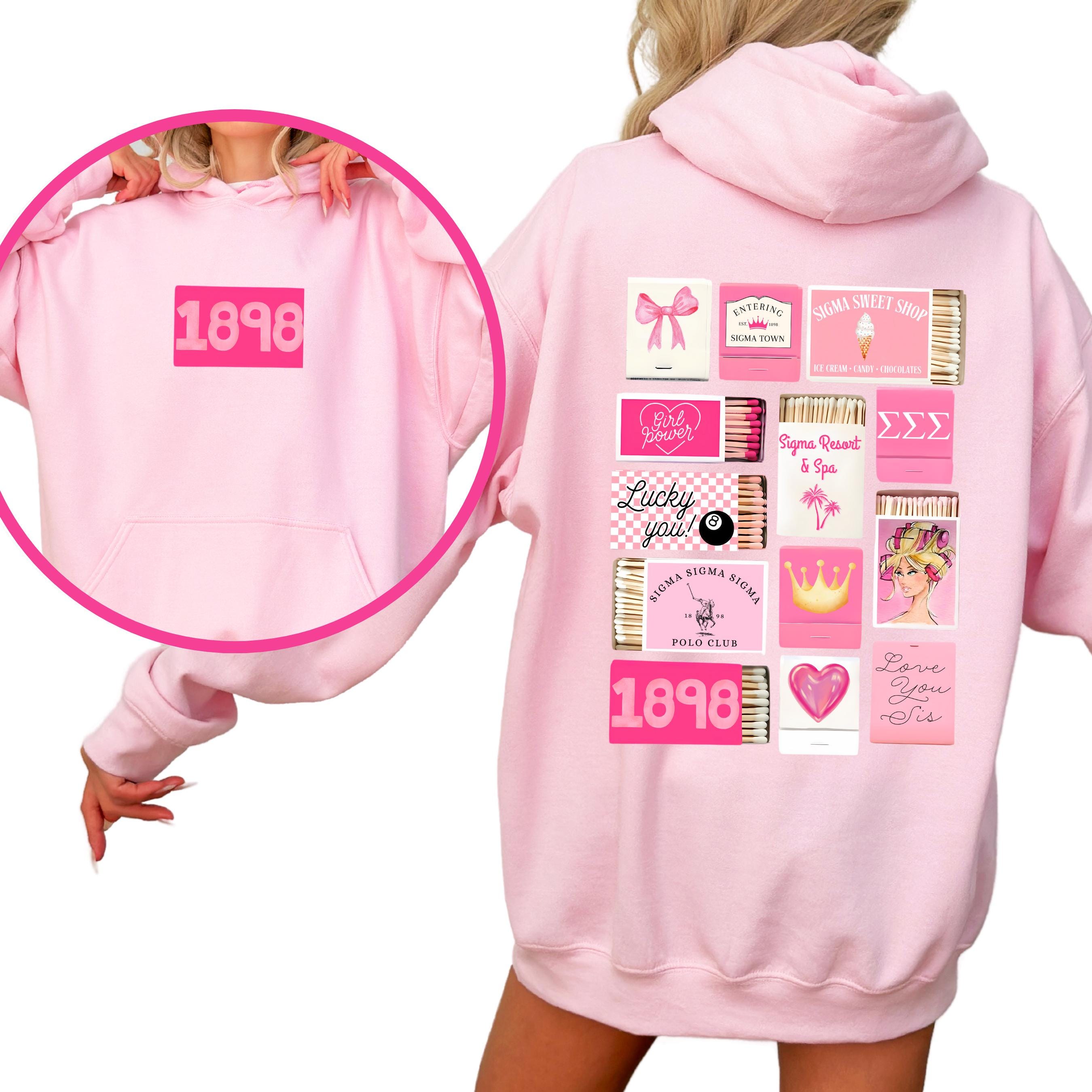 Tri Sigma Sorority Sweatshirt – Light Pink Hoodie, Matchbox Design, Greek Life Apparel, Big Little Reveal Gift