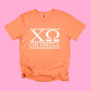 Chi Omega Greek Letters Shirt // Sorority Apparel // Chi O // Comfort Colors // Sorority Gifts