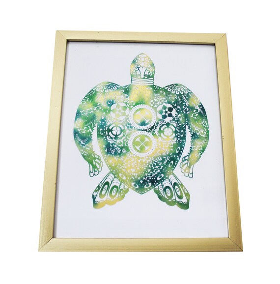 Sea Turtle Foiled Print Gold Frame Included Image 0