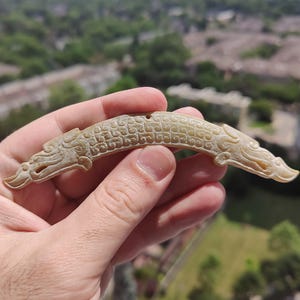 Antique Chinese Archaic Jade Carved Dragon Huang Pendant Plaque Warring States