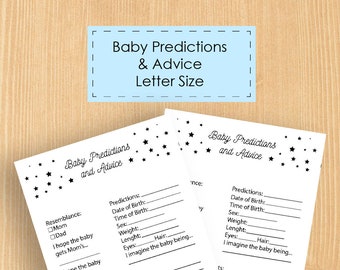 Tarjeta de consejos y predicciones para bebés Predicciones rústicas para bebés Juego de predicciones para bebés imprimible Baby Shower Tarjetas de predicción para bebés Género neutro