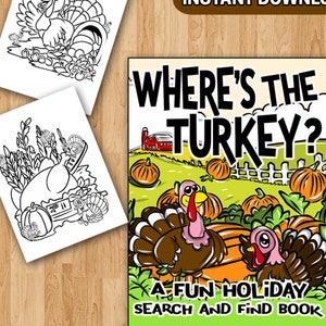 BEST VALUE Where&#39;s the Turkey? – 25 Printable Search and Find Activity Pages for Girls, Boys, Kids And Teens Instant Download