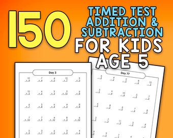 BEST VALUE 150 Addition and Subtraction Math Worksheets for Kindergarten Age 5, Number Practice For Kids, Math Geek Homeschool Worksheets