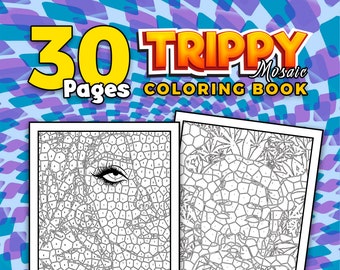 BEST VALUE Trippy Mosaic Color By Number - Stoner Printable Coloring Book For Adults With Mystery Geometric Picture Puzzles Instant Download