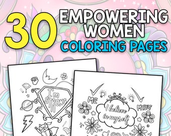 MEJOR VALOR 30 páginas para colorear inspiradoras que empoderan a las mujeres: siéntase seguro y empoderado, libro para colorear de descarga instantánea para adolescentes y adultos.